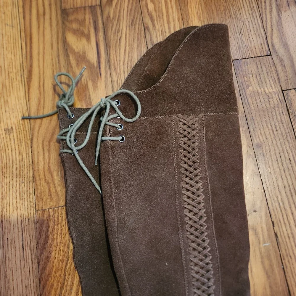 Sbicca Gusto Suede Braided Over The Knee Heeled Boots